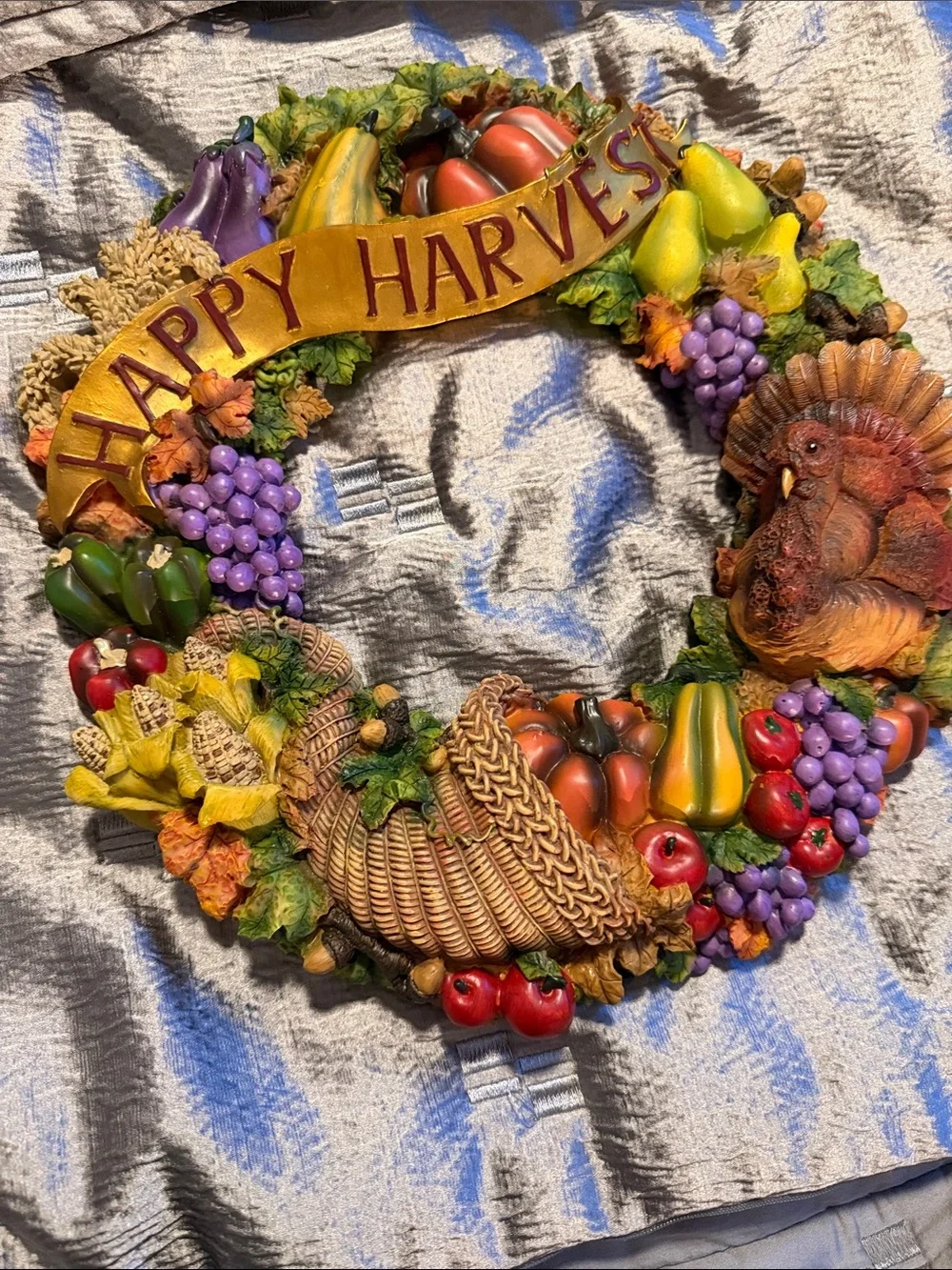 Happy Harvest Fall Wreath - Multicolor Seasonal Door Decor